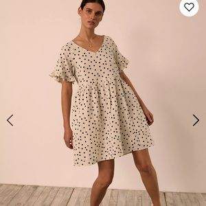 Madewell Lightspun Ruffle-Sleeve Babydoll Dress in Dot Toss